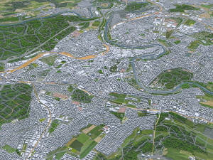 Bern city Switzerland 35km 3D Model