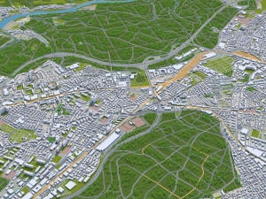 Bern city Switzerland 35km 3D Model