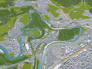 Bern city Switzerland 35km 3D Model