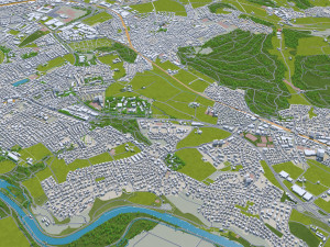 Bern city Switzerland 35km 3D Model