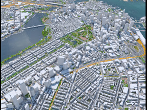 Boston city Massachusetts USA 50km Modello 3D