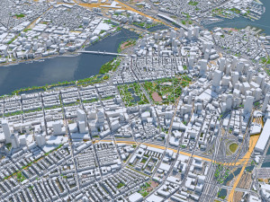 Boston city Massachusetts USA 50km Modello 3D