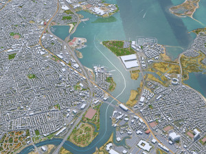 Boston city Massachusetts USA 50km Modello 3D