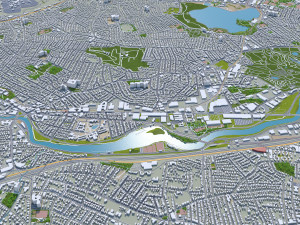 Boston city Massachusetts USA 50km Modello 3D