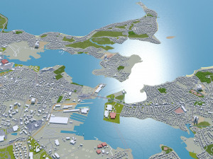 Boston city Massachusetts USA 50km Modello 3D