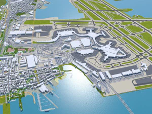Boston city Massachusetts USA 50km 3D Model