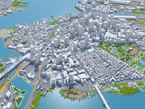 Boston city Massachusetts USA 50km Modello 3D