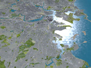 Boston city Massachusetts USA 50km 3D Model