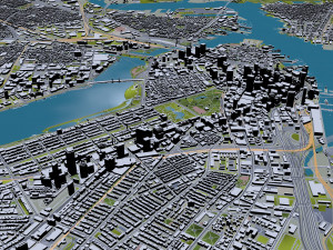 Boston city Massachusetts USA 50km Modello 3D