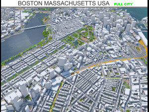 Boston city Massachusetts USA 50km 3D Model