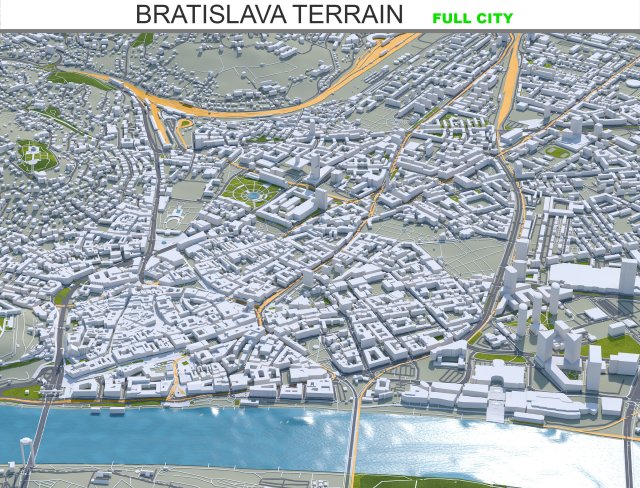 Bratislava city Slovakia 50km Modèle 3D .c4d .max .obj .3ds .fbx .stl .blend 