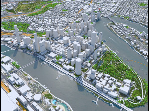 Brisbane city Australia 50km 3D Model