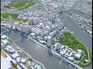 Cidade de Brisbane Austr&aacute;lia 50 km Modelo 3D