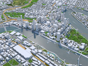 Brisbane city Australia 50km Modello 3D