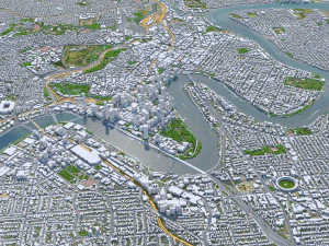 Cidade de Brisbane Austr&aacute;lia 50 km Modelo 3D