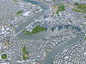 Cidade de Brisbane Austr&aacute;lia 50 km Modelo 3D