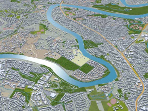 Cidade de Brisbane Austr&aacute;lia 50 km Modelo 3D