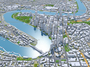 Brisbane city Australia 50km Modello 3D