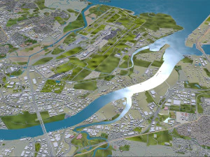 Cidade de Brisbane Austr&aacute;lia 50 km Modelo 3D