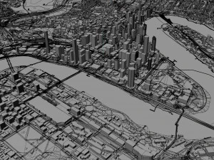 Cidade de Brisbane Austr&aacute;lia 50 km Modelo 3D