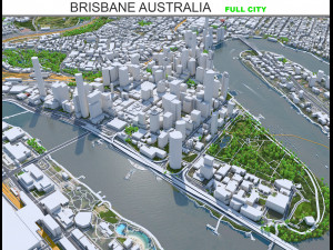 Brisbane city Australia 50km 3D Model
