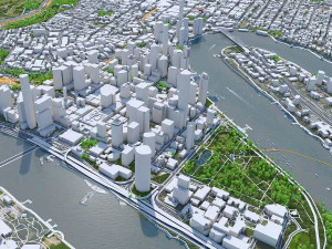 Cidade de Brisbane Austr&aacute;lia 50 km Modelo 3D