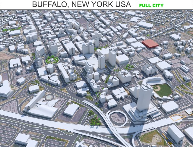 Buffalo New York USA 20km 3D 模型 .c4d .max .obj .3ds .fbx .stl .blend 