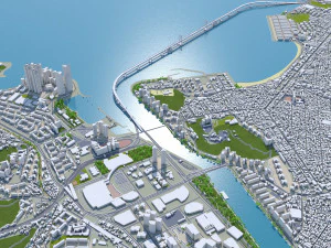 Busan city South Korea 80km 3D Model