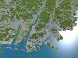 Busan city South Korea 80km 3D Model