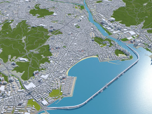 Busan city South Korea 80km 3D 모델