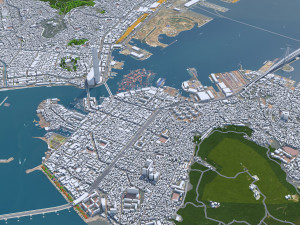 Busan city South Korea 80km 3D 모델