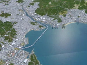 Busan city South Korea 80km 3D Model