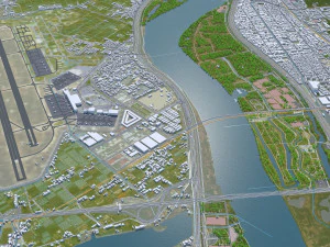 Busan city South Korea 80km 3D Model