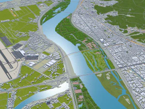 Busan city South Korea 80km 3D Model