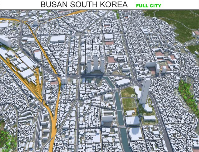 Busan city South Korea 80km 3D Model .c4d .max .obj .3ds .fbx .stl .blend