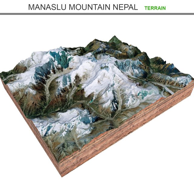 Manaslu Mountain Nepal terrain 3D Model .c4d .max .obj .3ds .fbx .stl .blend 