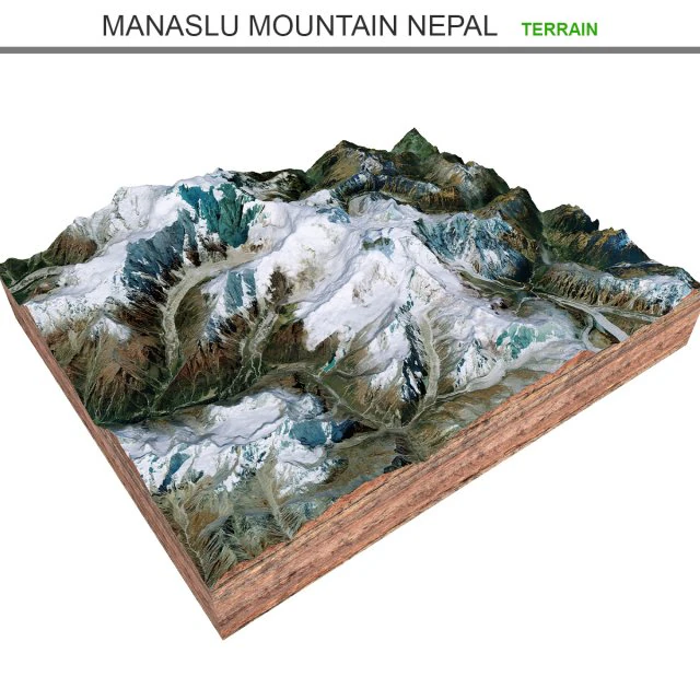 Manaslu Mountain Nepal terrain 3D Model .c4d .max .obj .3ds .fbx .stl .blend 