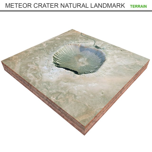 Meteor Crater Natural Landmark Arizona USA Terrain  3D Model .c4d .max .obj .3ds .fbx .lwo .lw .lws