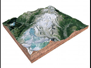 Mont Blanc Mountain Italy Terrain 3D Модель