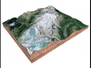 Mont Blanc Mountain Italy Terrain 3D Model