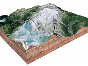 Mont Blanc Mountain Italy Terrain 3D Модель