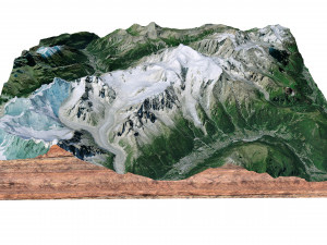 Mont Blanc Mountain Italy Terrain 3D Модель