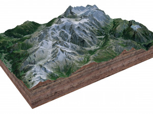 Mont Blanc Mountain Italy Terrain 3D Модель