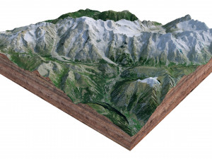 Mont Blanc Mountain Italy Terrain 3D Модель