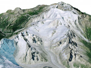 Mont Blanc Mountain Italy Terrain 3D Model