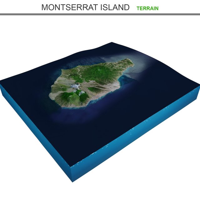 Montserrat Island Terrain  3D Model .c4d .max .obj .3ds .fbx .lwo .lw .lws