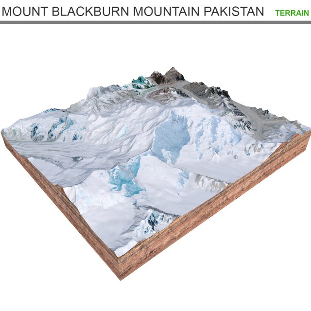 Mount Blackburn Mountain Pakistan Terrain  3D Model .c4d .max .obj .3ds .fbx .lwo .lw .lws