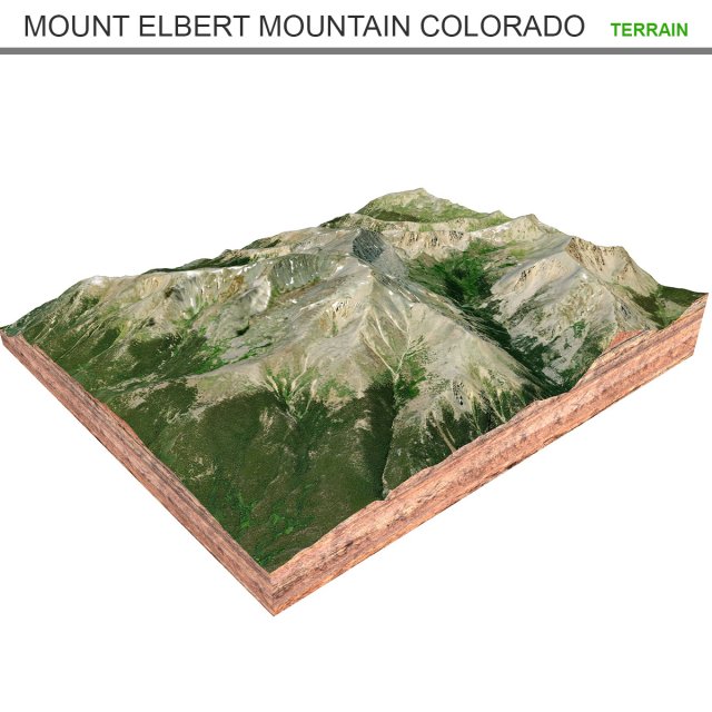 Mount Elbert Mountain Colorado USA Terrain  3D Model .c4d .max .obj .3ds .fbx .lwo .lw .lws