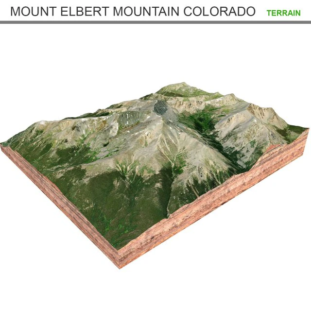 Mount Elbert Mountain Colorado USA Terrain 3D Model .c4d .max .obj .3ds .fbx .stl .blend 