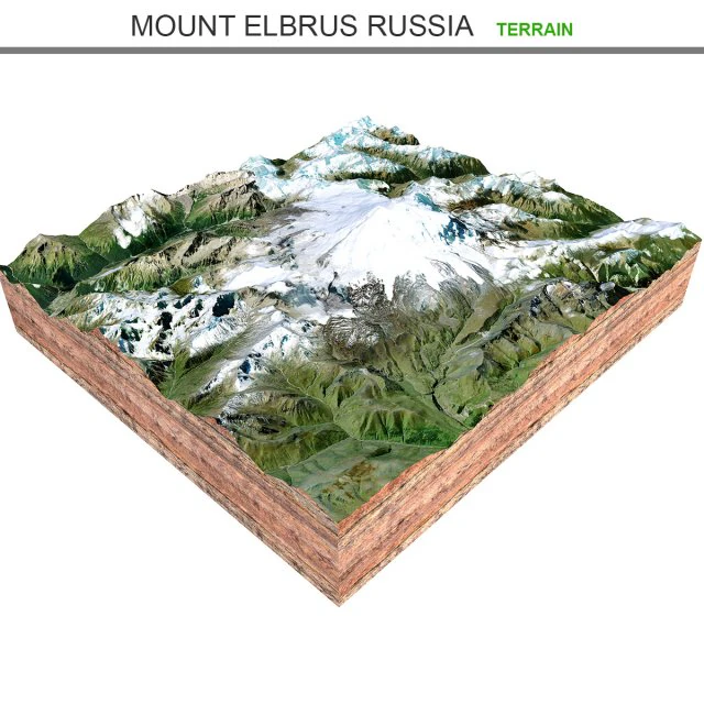 Mount Elbrus Russia Terrain 3D Model .c4d .max .obj .3ds .fbx .stl .blend